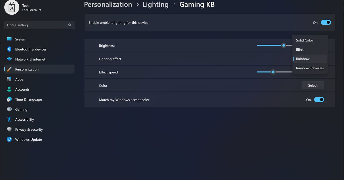 Windows 11 will soon control your RGB lighting for PC gaming accessories