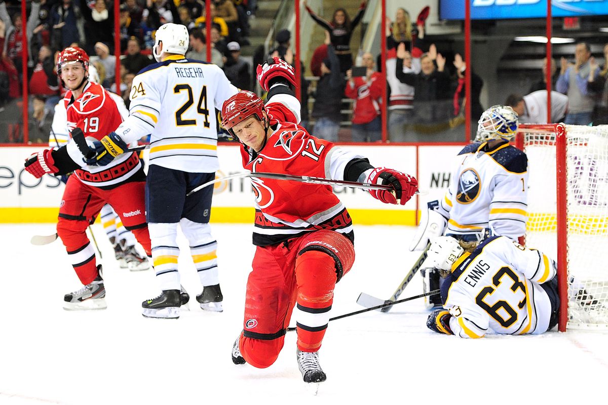 Eric Staal after scoring one of three goals against the Sabres