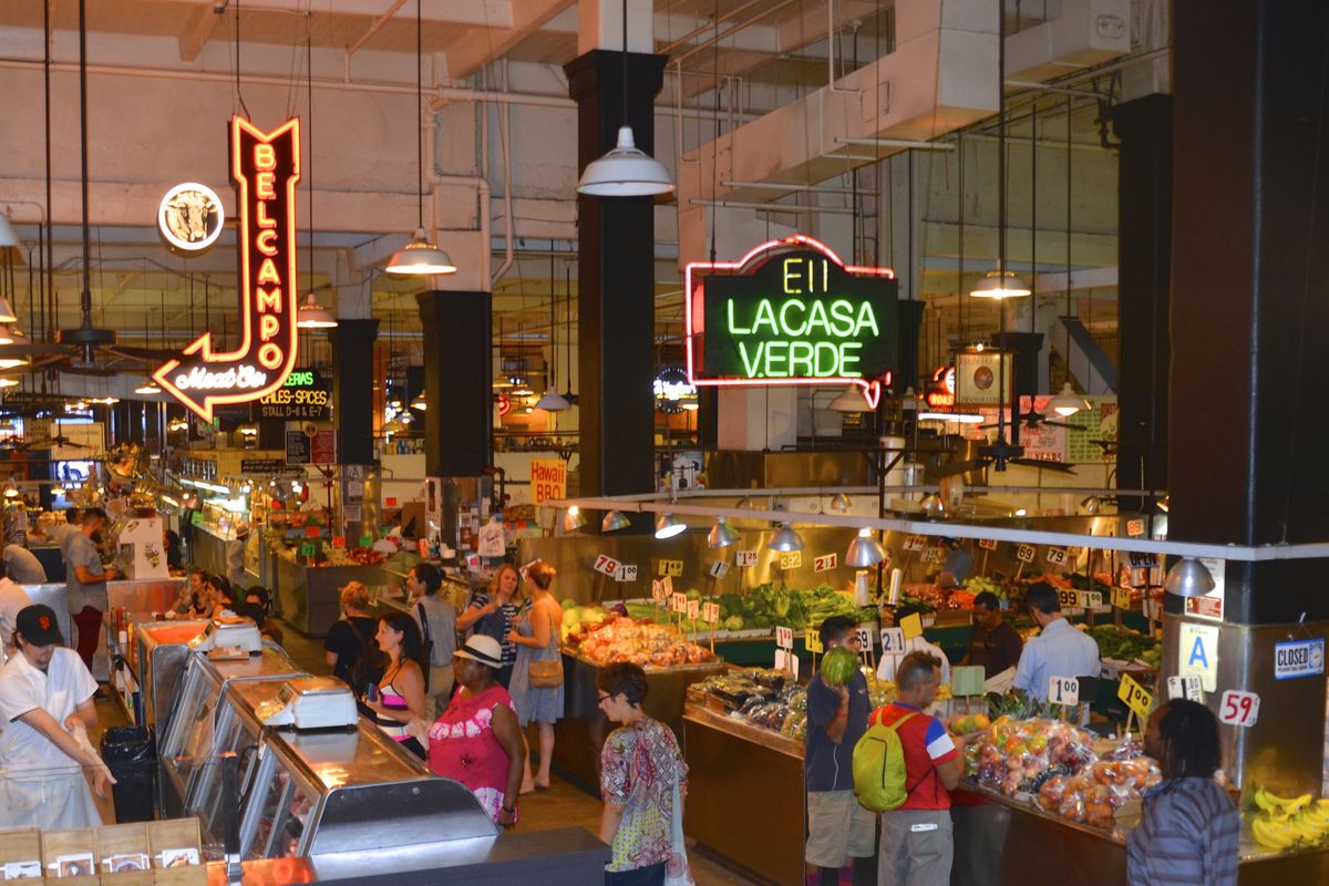 A busy Grand Central Market in Downtown Los Angeles.