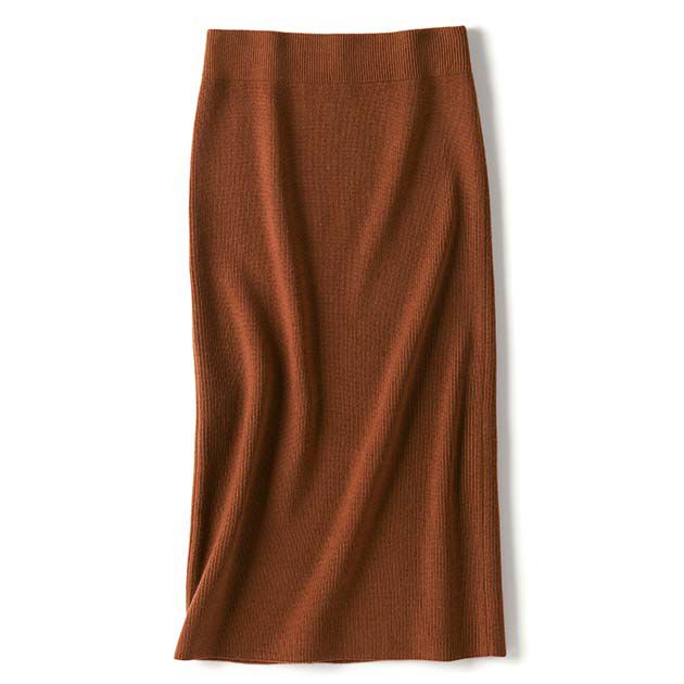 A brown knit skirt