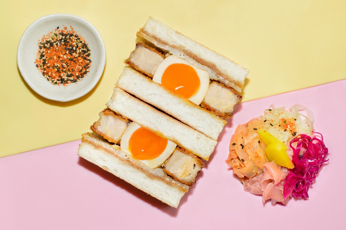 Katsu sando with tofu and egg at Market Hall West End on Holles Street