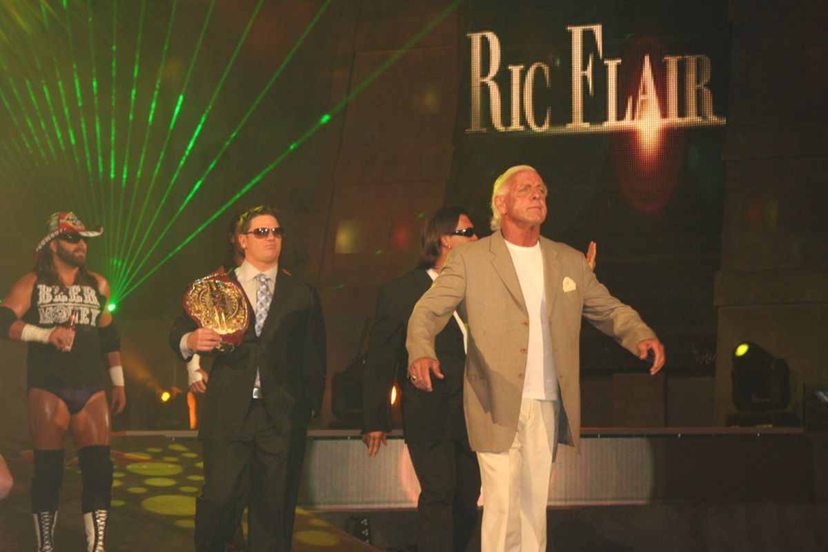 Ric Flair doesn't do unpaid overtime, not even for Dixie Carter.  (Photo by <a href="http://www.flickr.com/photos/10542402@N06">daysofthundr46 on Wikimedia Commons</a>)