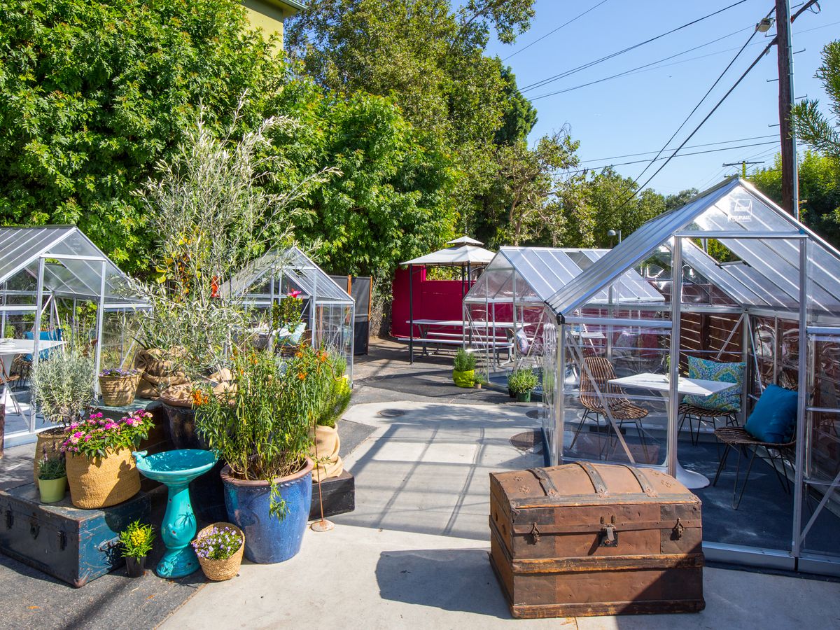 Greenhouse dining at Lady Byrd Cafe in Echo Park, California