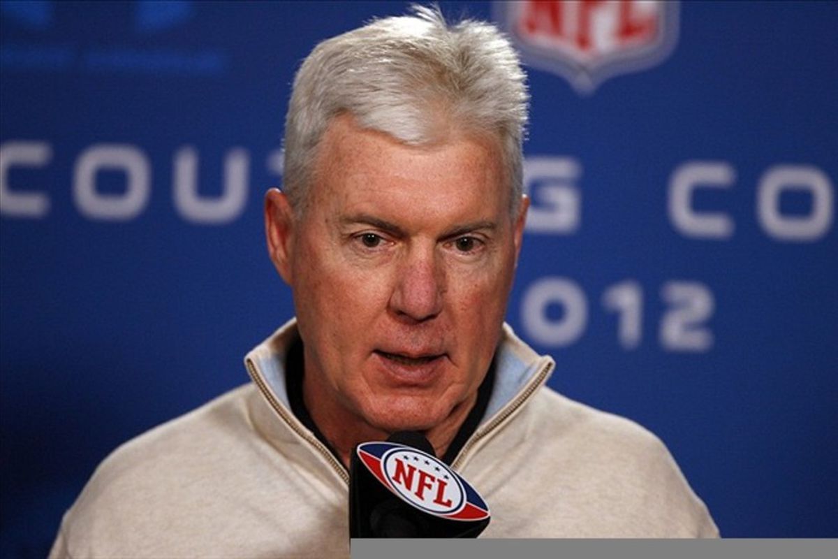 Feb 24, 2012; Indianapolis, IN, USA; Green Bay Packers general manager Ted Thompson speaks at a press conference during the NFL Combine at Lucas Oil Stadium. Mandatory Credit: Brian Spurlock-US PRESSWIRE