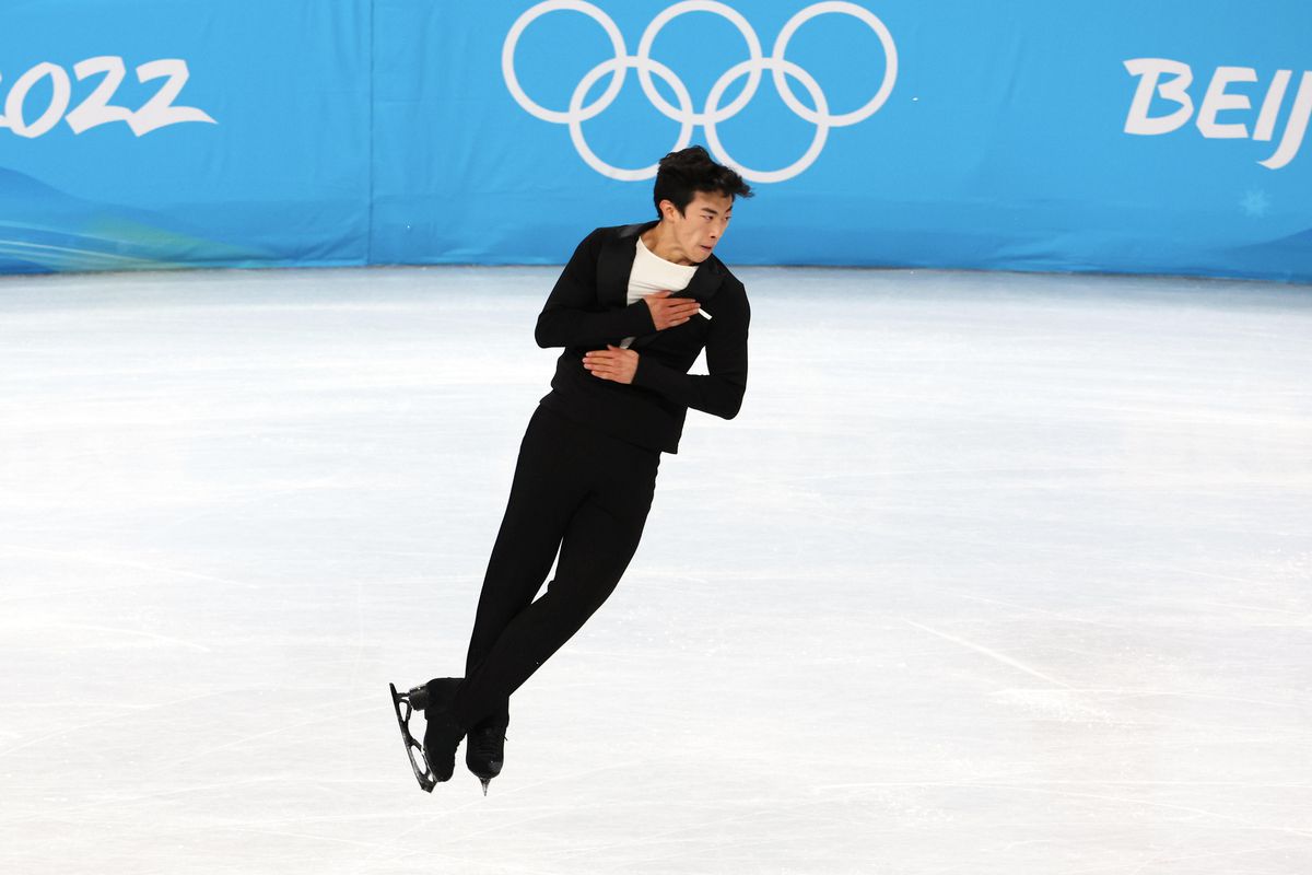 Nathan Chen of Team United States in action during the Men’s Single Skating Short Program on day four of the Beijing 2022 Winter Olympic Games at Capital Indoor Stadium on February 08, 2022 in Beijing, China.