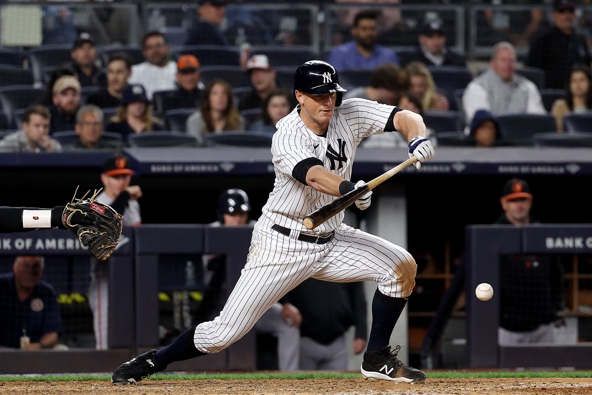 In a questionable strategic decision, DJ LeMahieu attempted a bunt with runners on the corners in Monday’s contest against the Orioles.