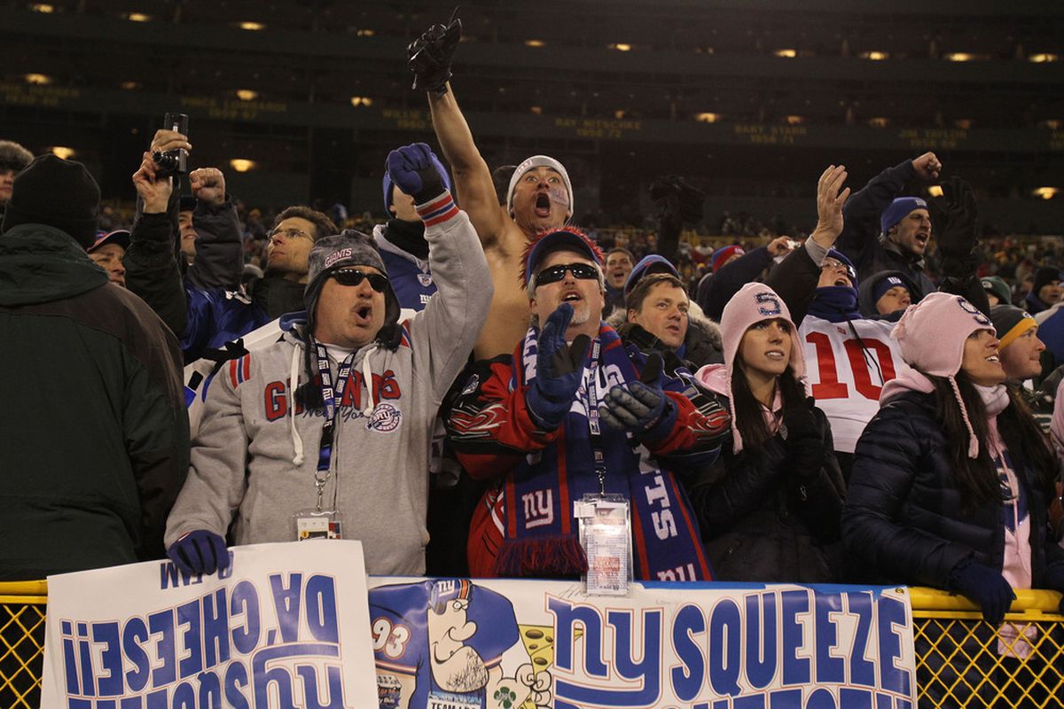 Giants fans celebrated the last time the Packers and Giants met.