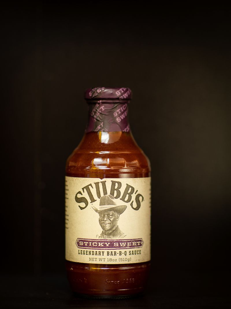 A bottle of Stubb’s sticky sweet barbecue sauce