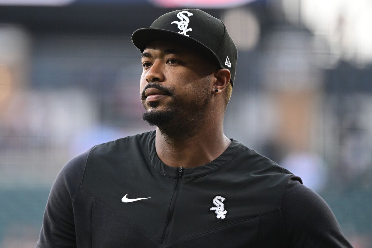 Eloy Jiménez #74 is seen before the game between the Chicago White Sox and the New York Yankees at Guaranteed Rate Field on May 12, 2022 in Chicago, Illinois.