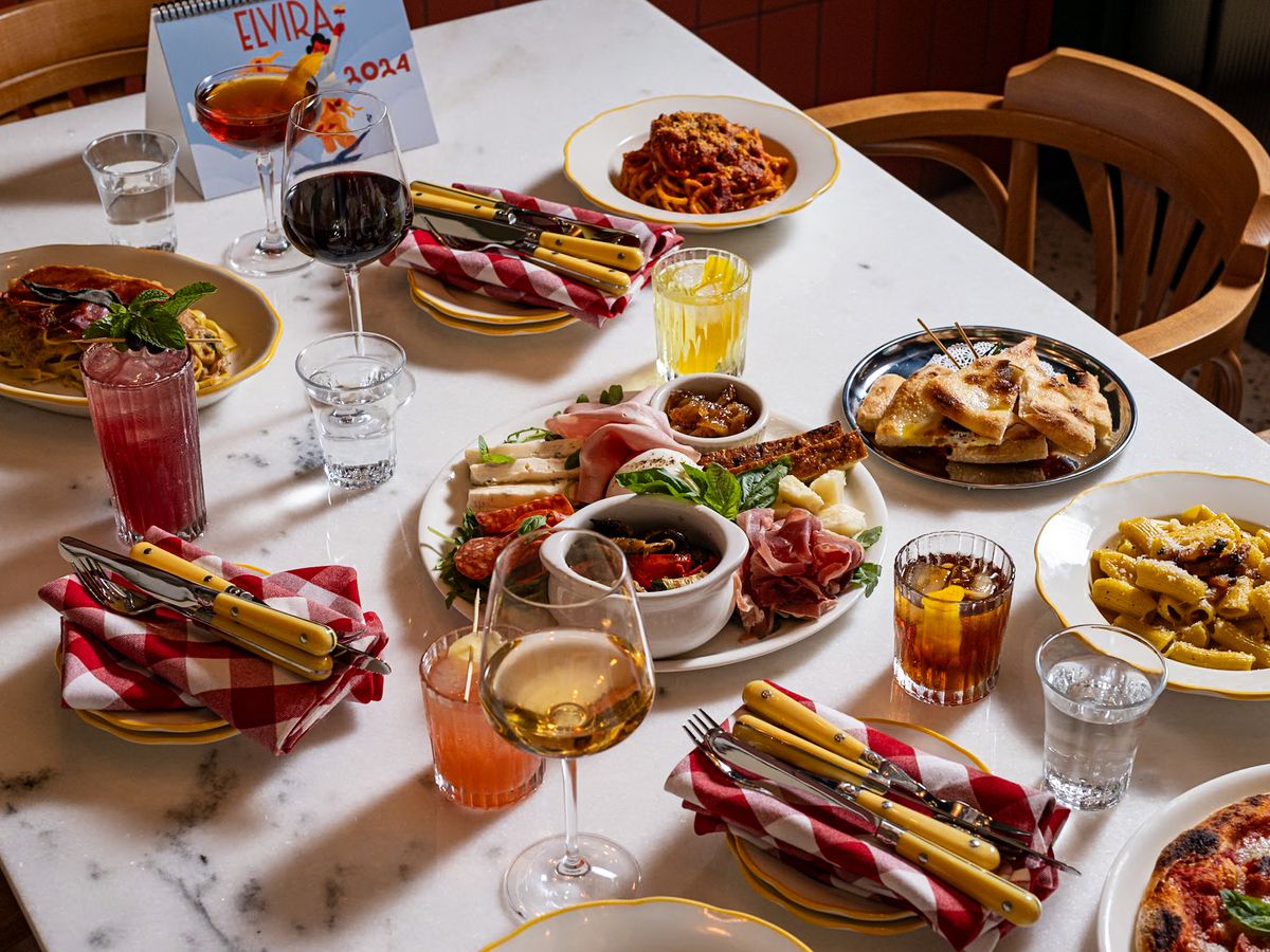 Italian food on a table.