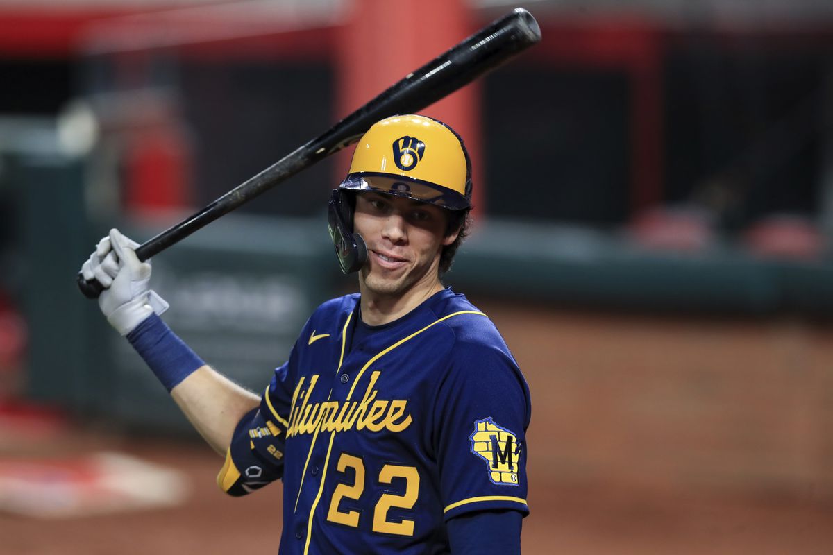 Despite big contracts going to players like the Brewers’ Christian Yelich, the average MLB salary fell again in 2020. 