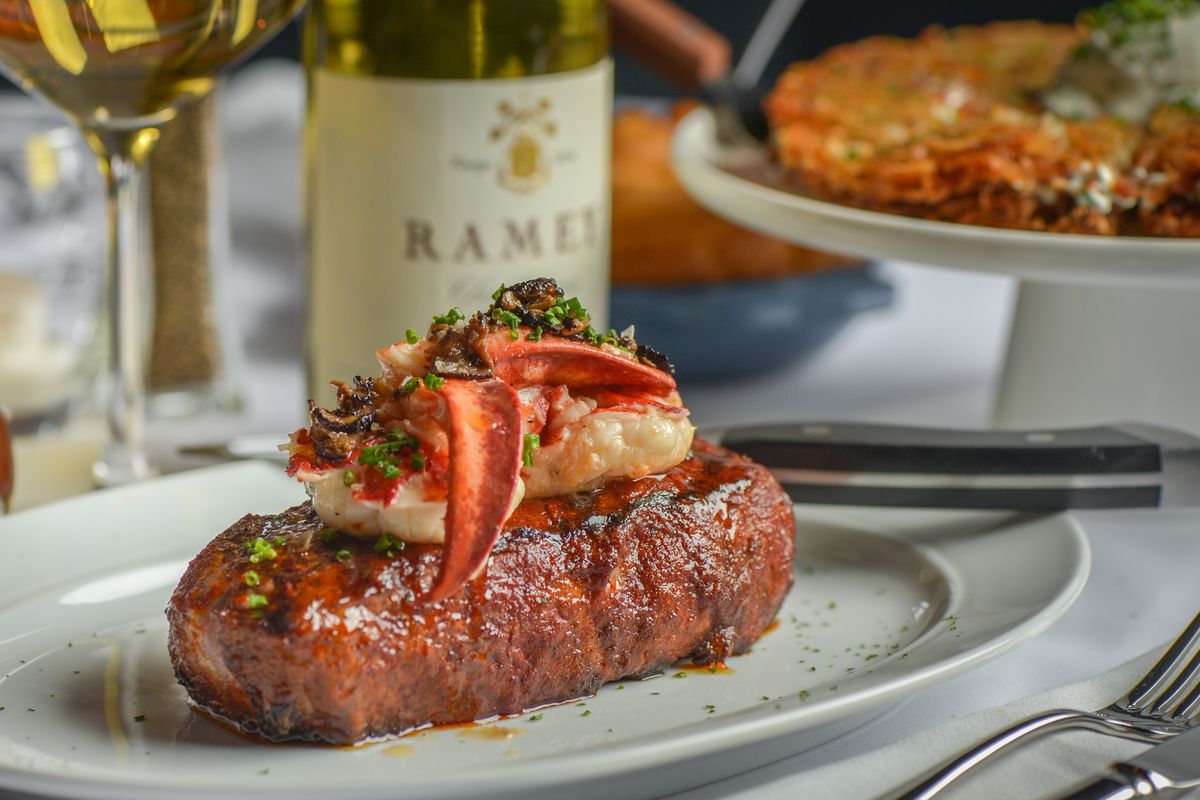 A lobster-topped steak. 