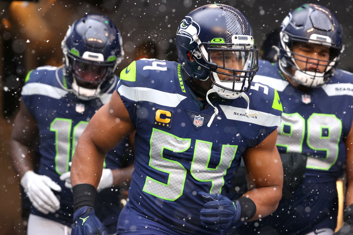 Bobby Wagner #54 of the Seattle Seahawks takes the field before the game against the Chicago Bears at Lumen Field on December 26, 2021 in Seattle, Washington.