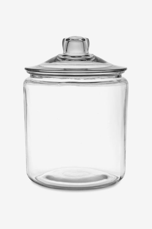 A large glass biscotti jar