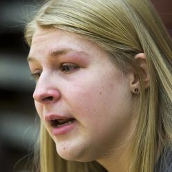 Amarissa Hawker, pictured Friday, Jan. 16, 2015, at Herriman High School, is a track athlete who was diagnosed with diabetes and then turned to cutting because she was depressed.