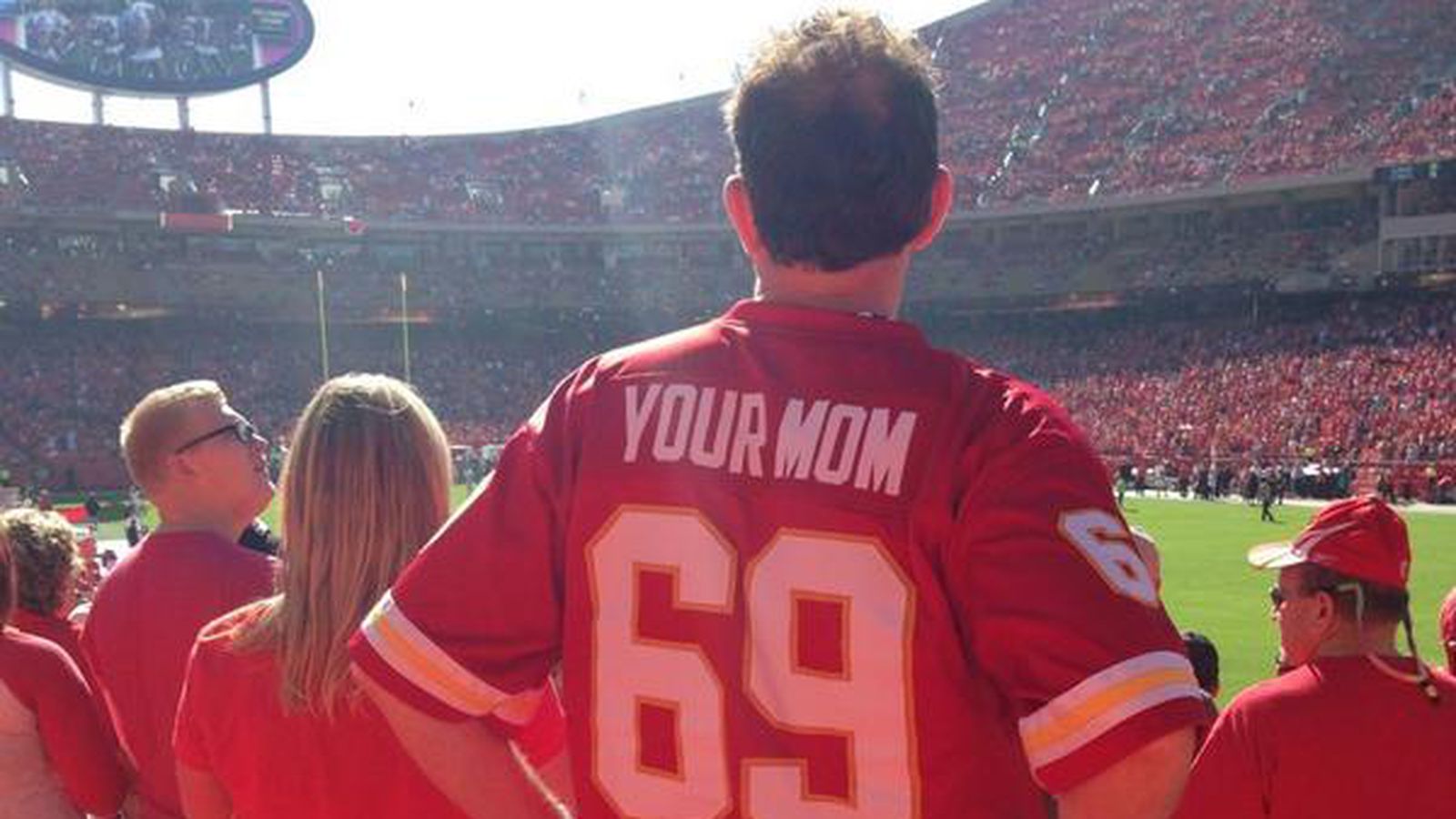 Here's a Chiefs fan in a 69 YOUR MOM jersey - SBNation.com
