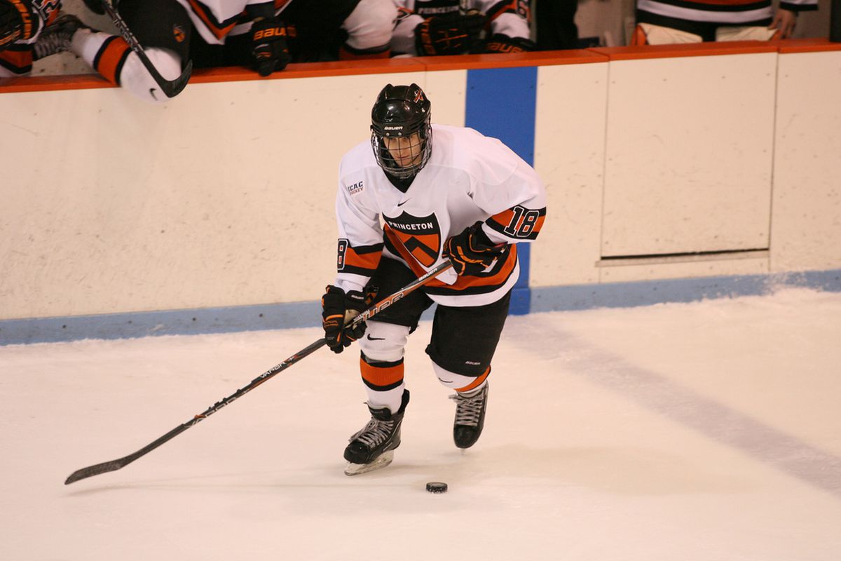 Princeton senior Andrew Calof had two assists as the Tigers downed Brown, 3-2, on Friday night at Meehan Auditorium.
