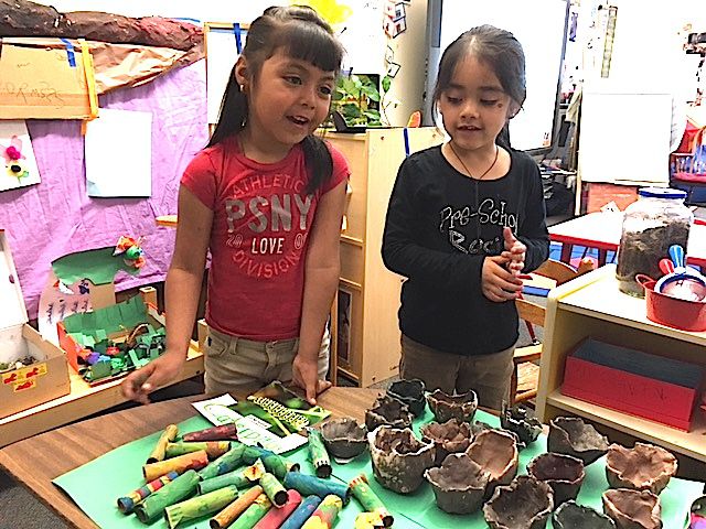 Preschoolers at Laredo Child Development Center in Aurora show off items from their “museum.”