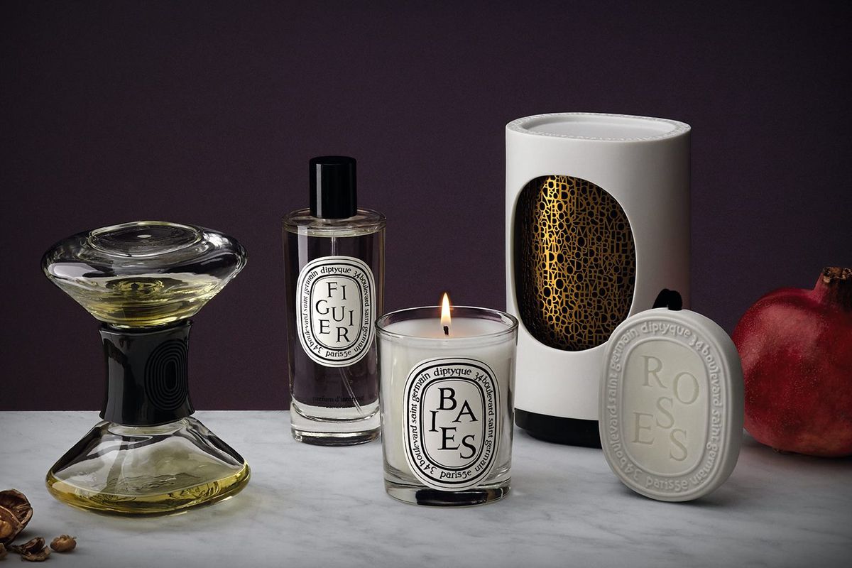 An array of Diptyque home fragrance products