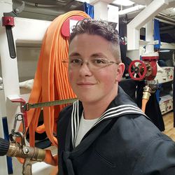 This undated photo provided by Cynthia Kimball shows her son John Hoagland aboard the USS John McCain. Kimball said Wednesday, Aug. 23, 2017, the Navy told her that her son is among the missing seamen who were aboard the USS John McCain when it collided with an oil tanker near Singapore Monday, Aug. 21.