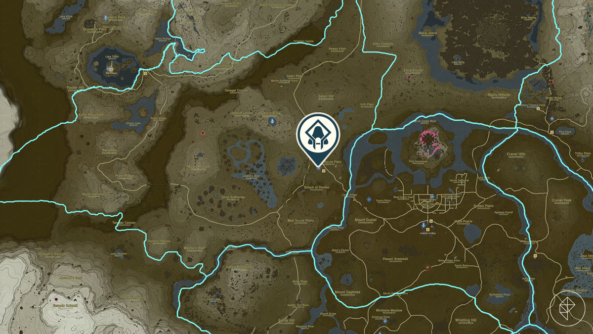 Sinakawak Shrine location on the map of The Legend of Zelda: Tears of the Kingdom