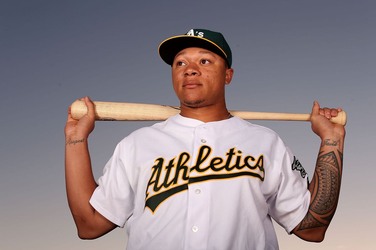 Despite his unusual stance, Michael Choice is considered one of the A's top hitting prospects.