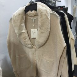 Joie cardigan with fur collar, $100