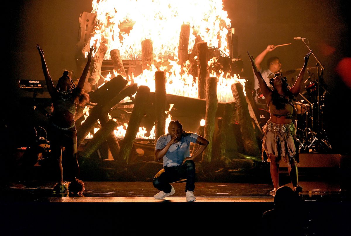 Kendrick Lamar performing at The Grammys 2016