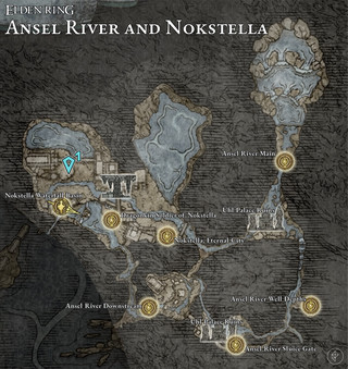 एन्सेल नदी आणि नोक्स्टेला गोल्डन बियाणे स्थाने दर्शविणारा नकाशा