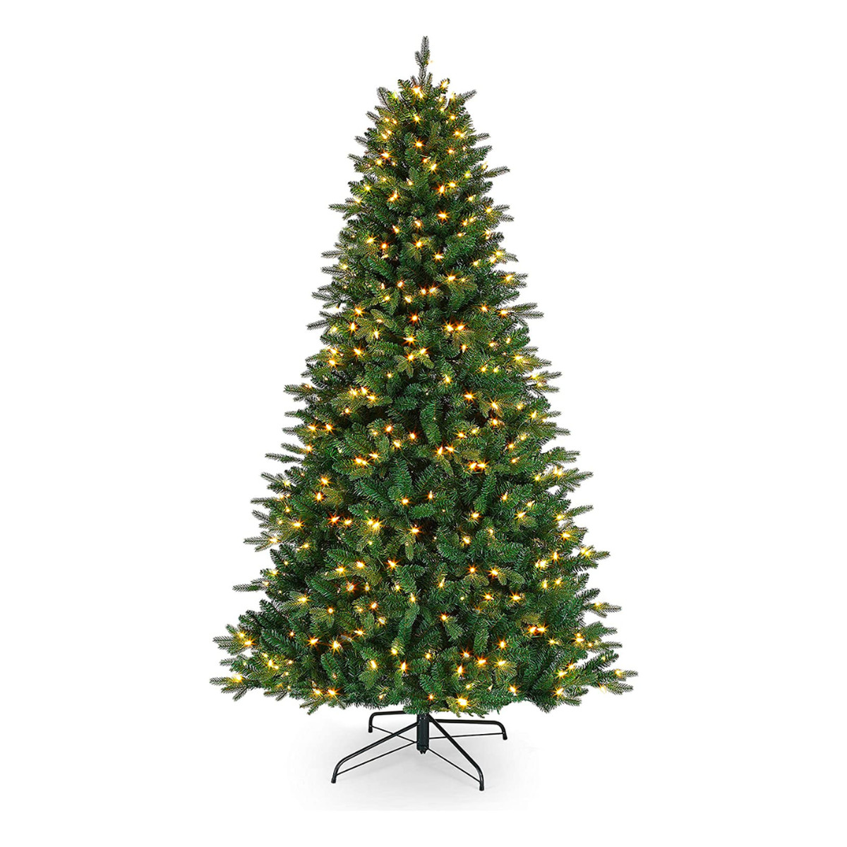 Pre-lit green artificial Mr. Christmas Vermont spruce Christmas tree with stand at bottom