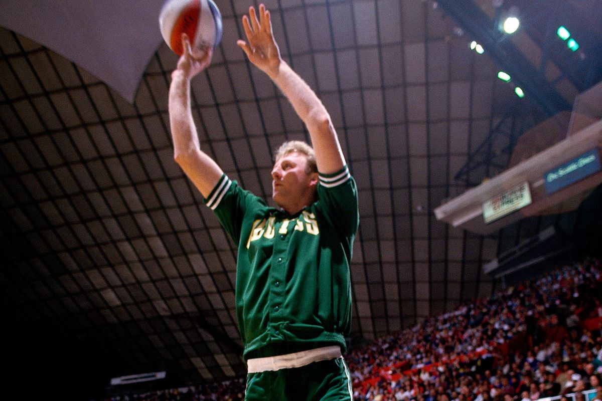 Larry Bird in action during the Long Distance Shootout