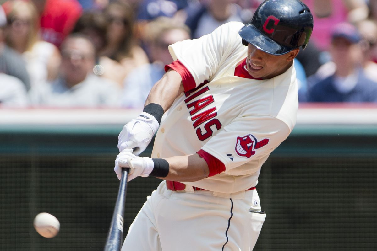 Michael Brantley, just before making contact on his three-run homer. 