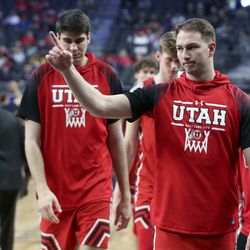 The Utes walk off the court after getting beat at the buzzer by the Oregon State Beavers during the first round of the Pac-12 men’s basketball tournament at T-Mobile Arena in Las Vegas on Wednesday, March 11, 2020.