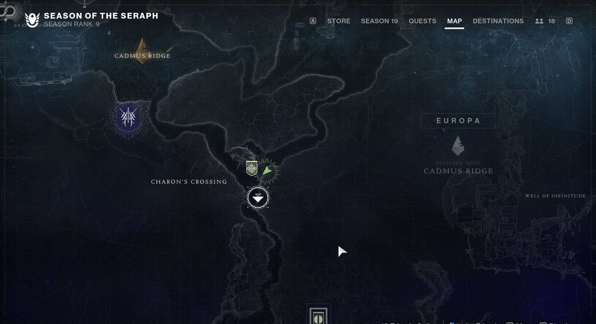 An image showing the map location of Warmind Node number Two.