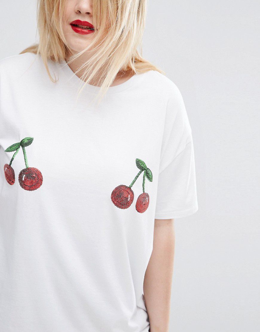 Asos Curve Sequin Cherry T-Shirt, $14