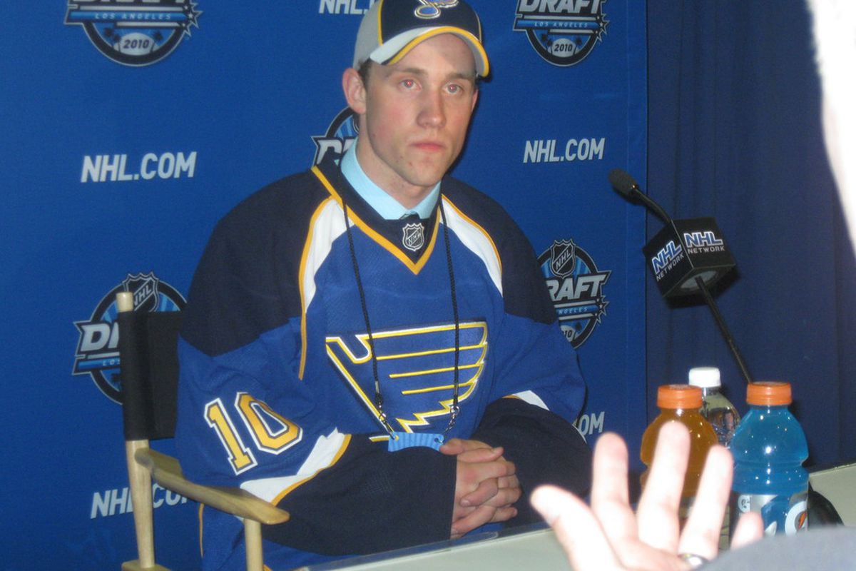 Jaden Schwartz answers questions after he was drafted 14th overall in the 2010 NHL Draft (big hat tip to Jim from Blueshirt Banter)