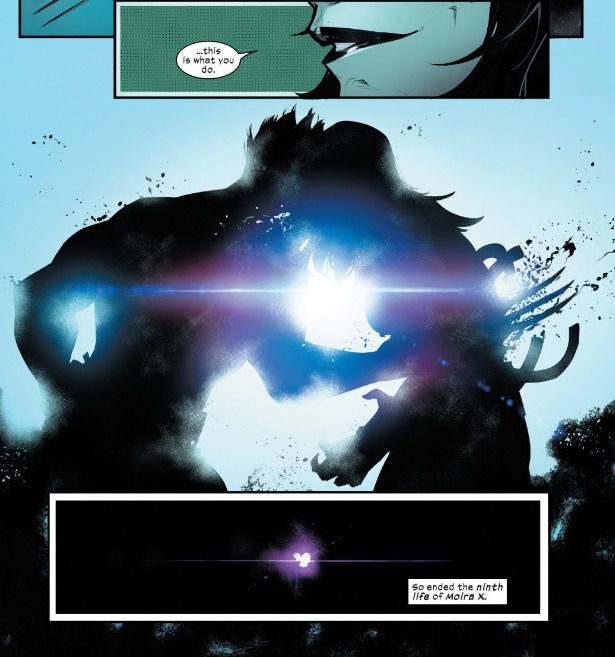 “This is what you do,” Moira IX tells Wolverine, giving him permission to kill her so she can resurrect, in Powers of X #3, Marvel Comics (2019). 