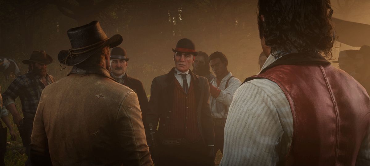 Red Dead Redemption 2 - federal agents talking to the Van der Linde Gang