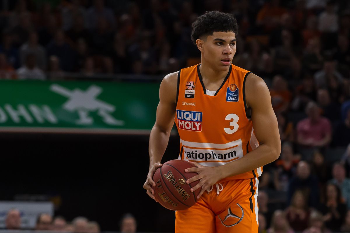 Killian Hayes of Ratiopharm Ulm controls the Ball during the EasyCredit Basketball Bundesliga (BBL) match between Ratiopharm Ulm and MHP Riesen Ludwigsburg at ratiopharm Arena on March 8, 2020 in Ulm, Germany.