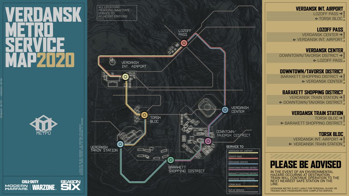 The Metro map for Call of Duty: Warzone season 6