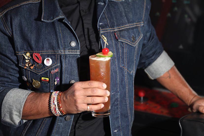 Jean jacket and cocktails. 