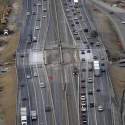 Construction work is done on I-15 in Bountiful Friday, Feb. 20, 2015.