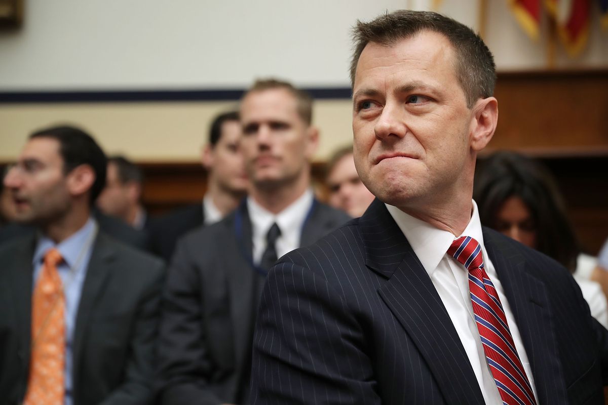 Peter Strzok testifies at a congressional hearing last month