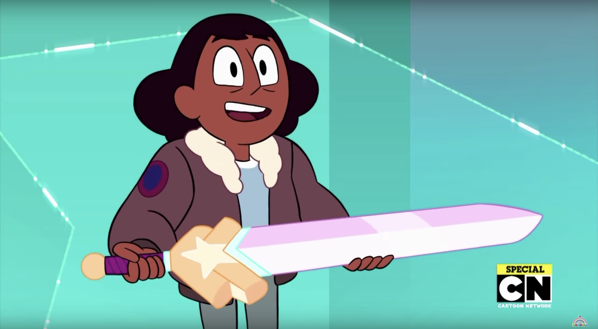 connie receives her new sword in steven universe. 
