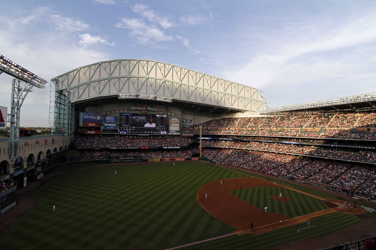 Apr 6, 2012; Houston, TX, USA; General view of Minute Maid Park on opening day between the Houston Astros and Colorado Rockies. Mandatory Credit: Brett Davis-US PRESSWIRE