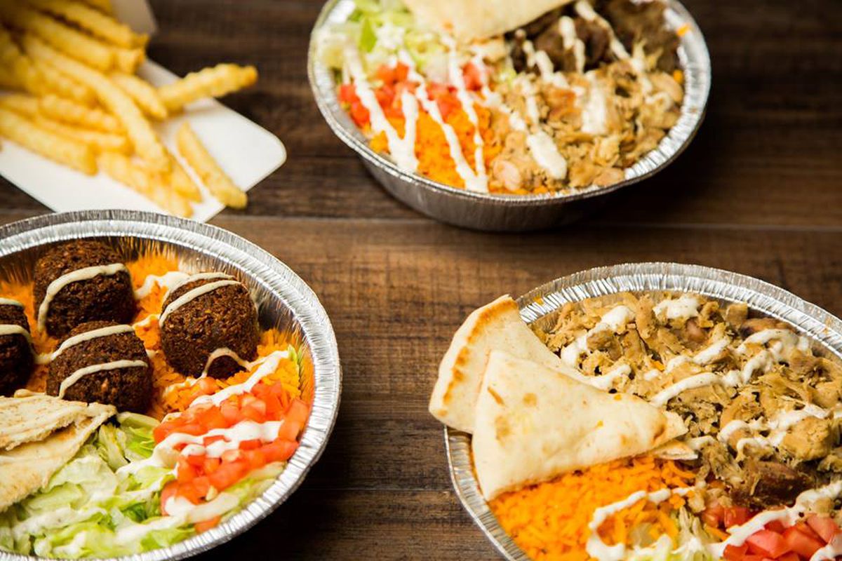 Dishes from the Halal Guys