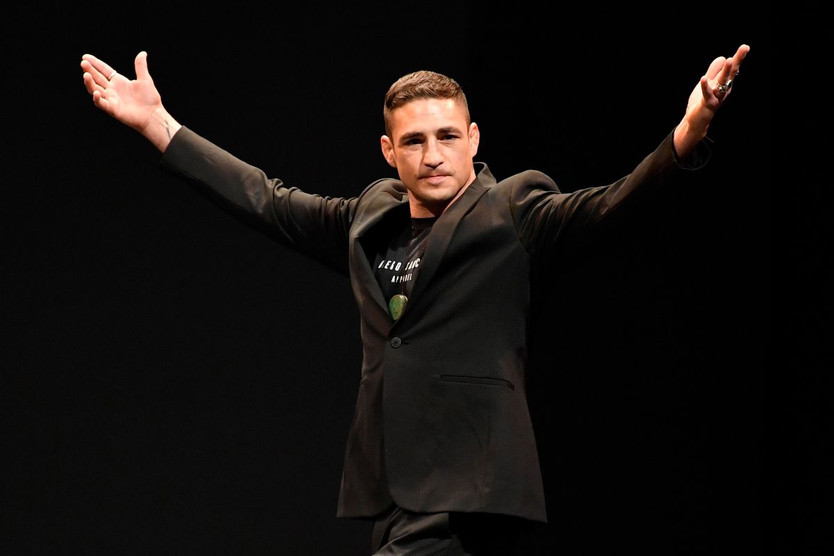 Diego Sanchez receives his UFC Hall-of-Fame induction in 2019. 