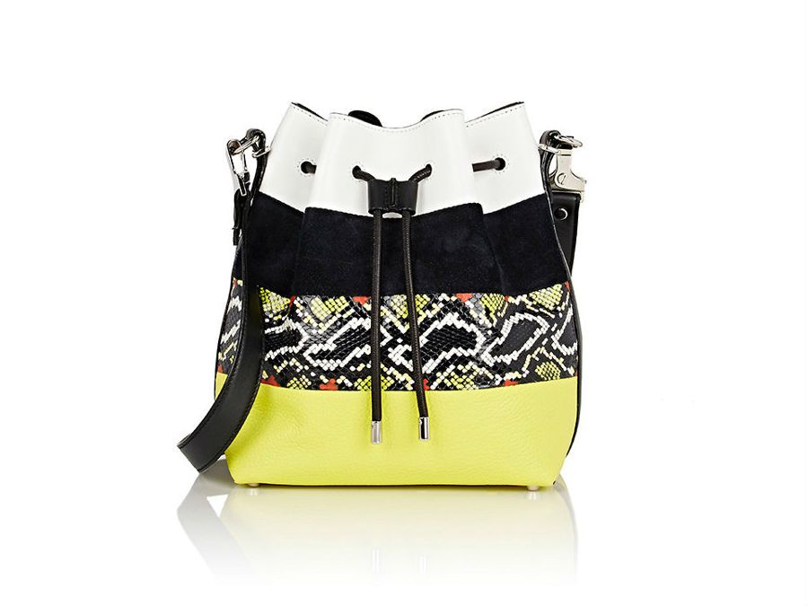 Proenza Schouler Medium Bucket Bag in yellow and print stripes