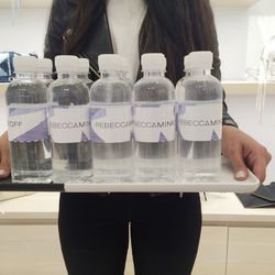 We stayed hydrated with Rebecca Minkoff's cute little water bottles.