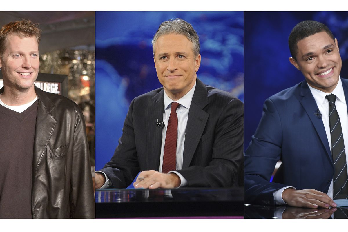 Craig Kilborn (from left) Jon Stewart held down the anchor fort at “The Daily Show” prior to current host/anchor Trevor Noah (right). 
